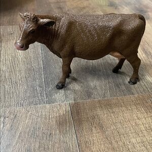 Brown Farm Cow Figurine Toy - Realistic Barnyard Animal